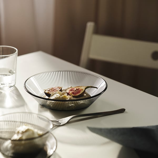 IKEA HAVSGÄDDA Deep Plate/bowl Stripe Pattern/gray 7 ½ "