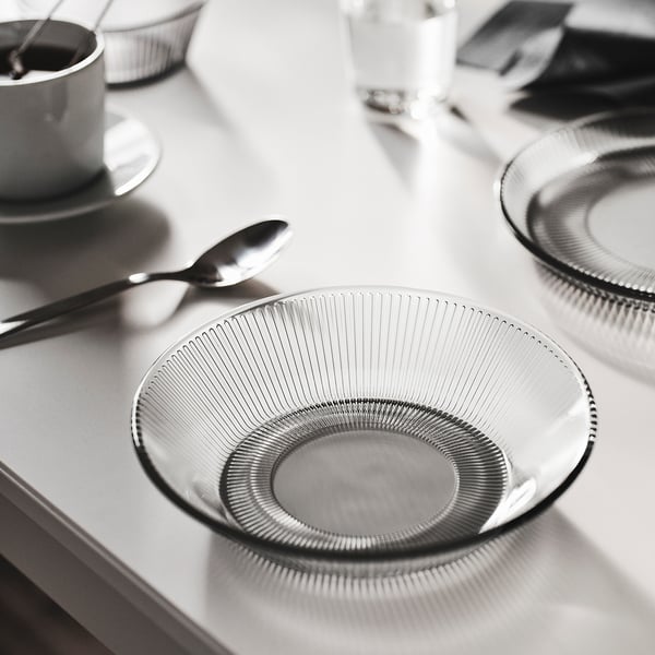 IKEA HAVSGÄDDA Deep Plate/bowl Stripe Pattern/gray 7 ½ "