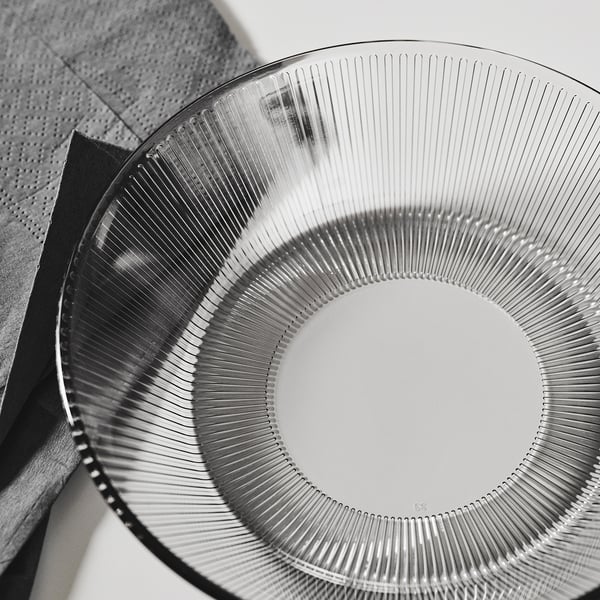 IKEA HAVSGÄDDA Deep Plate/bowl Stripe Pattern/gray 7 ½ "