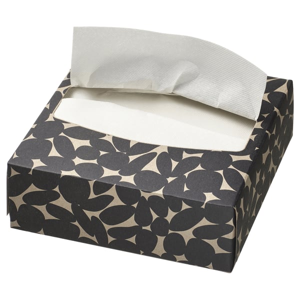 IKEA HAVSKUSE Paper Napkin With Box Patterned Black/white 12 ½x6 ½ "