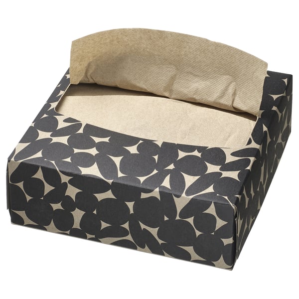 IKEA HAVSKUSE Paper napkin with box patterned black/white 12 ½x6 ½ "