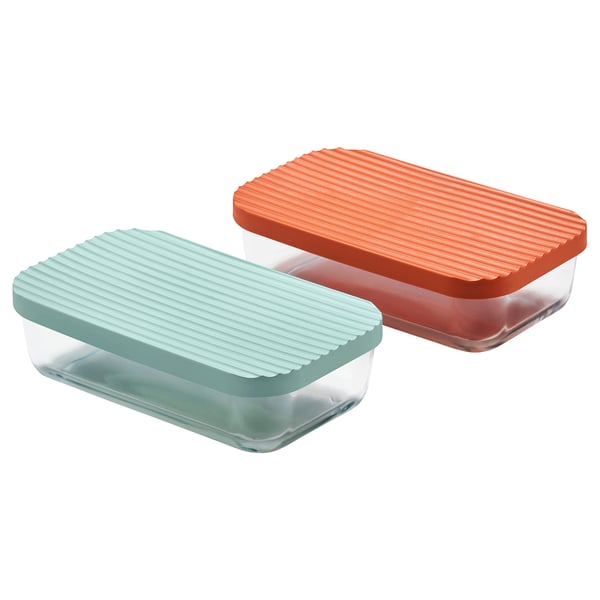 IKEA HAVSTOBIS Food container with lid clear/multicolor 24 oz