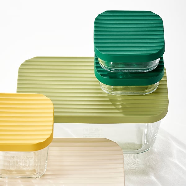 IKEA HAVSTOBIS Food Container With Lid Set Of 5 Clear/multicolor