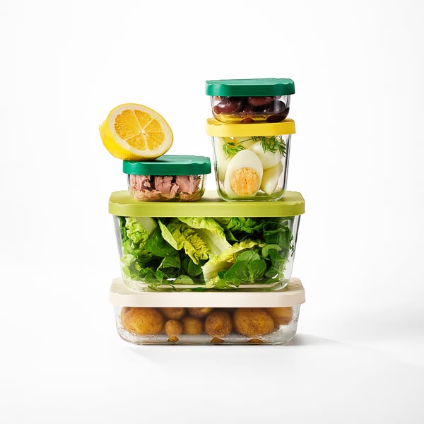 IKEA HAVSTOBIS Food Container With Lid Set Of 5 Clear/multicolor