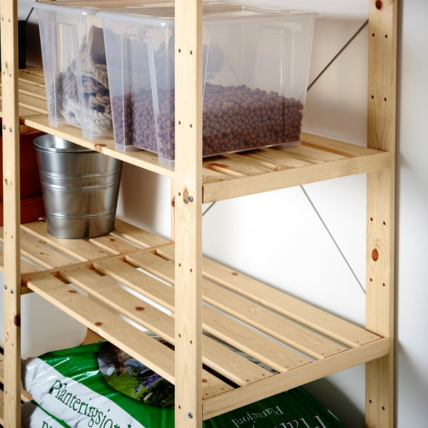 IKEA HEJNE 4 Section Shelving Unit Softwood 120 7/8x19 5/8x67 3/8 "