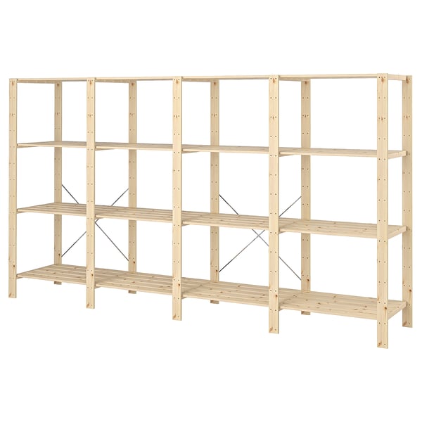 IKEA HEJNE 4 section shelving unit softwood 120 7/8x19 5/8x67 3/8 "