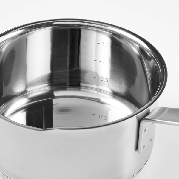 IKEA HEMKOMST Saucepan With Lid Stainless Steel/glass 2.1 Qt