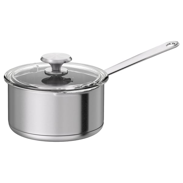 IKEA HEMKOMST Saucepan with lid stainless steel/glass 2.1 qt