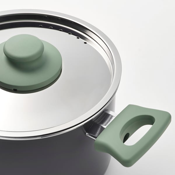 IKEA HEMLAGAD 6-piece Cookware Set Non-stick Coating Light Gray-green/gray