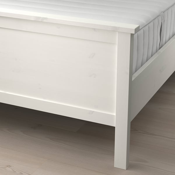 IKEA HEMNES Bed Frame With Mattress White Stain/Valevåg Firm Queen