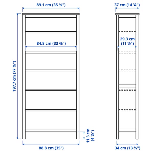 IKEA HEMNES Bookcase White Stain/light Brown 35 3/8x77 1/2 "