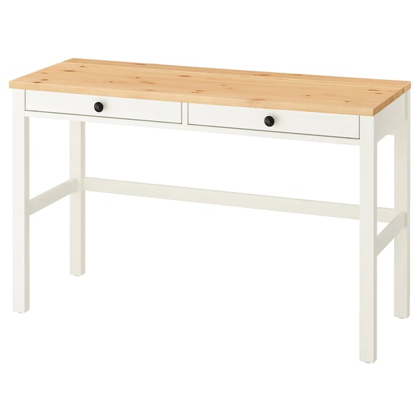 IKEA HEMNES Desk with 2 drawers white stain/light brown 47 1/4x18 1/2 "