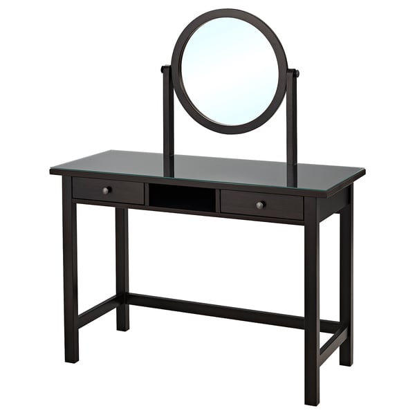 IKEA HEMNES Dressing table with mirror black-brown 43 1/4x17 3/4 "