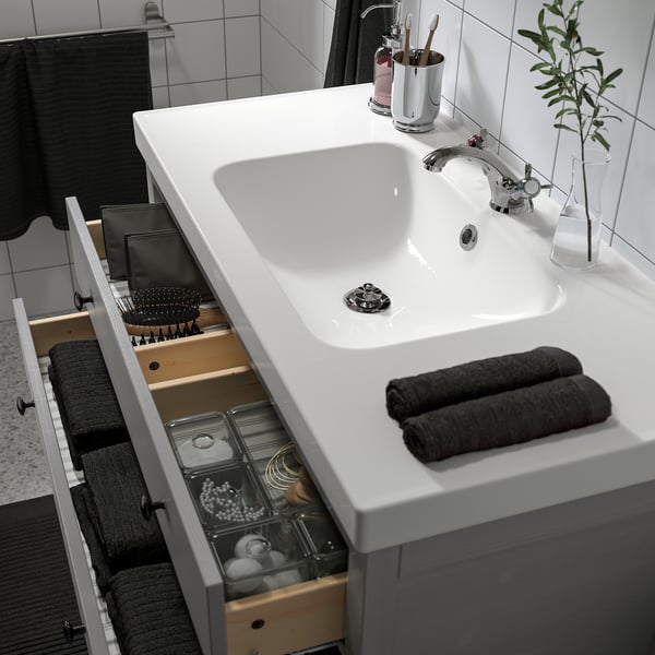 IKEA HEMNES / ORRSJÖN Bathroom Vanity With Sink & Faucet Gray 37x21 3/4x34 7/8 "