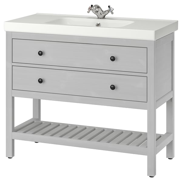 IKEA HEMNES / ORRSJÖN Bathroom vanity with sink & faucet gray 37x21 3/4x34 7/8 "