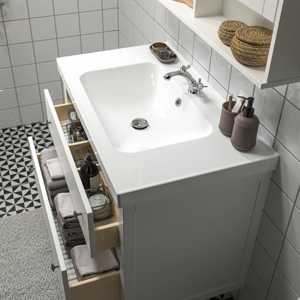 IKEA HEMNES / ORRSJÖN Bathroom Vanity With Sink & Faucet White 37x21 3/4x34 7/8 "