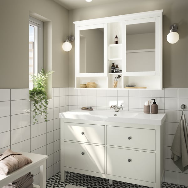 IKEA HEMNES / ORRSJÖN Bathroom Vanity With Sink & Faucet White 49x21 3/4x34 7/8 "