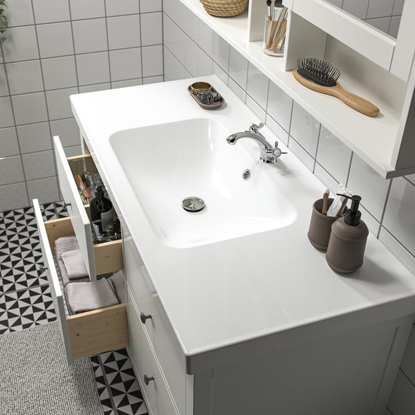 IKEA HEMNES / ORRSJÖN Bathroom Vanity With Sink & Faucet White 49x21 3/4x34 7/8 "