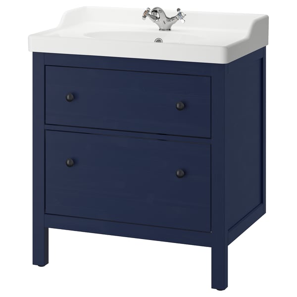 IKEA HEMNES / RUTSJÖN Bathroom vanity with sink & faucet blue 31 3/8x21 7/8x37 "