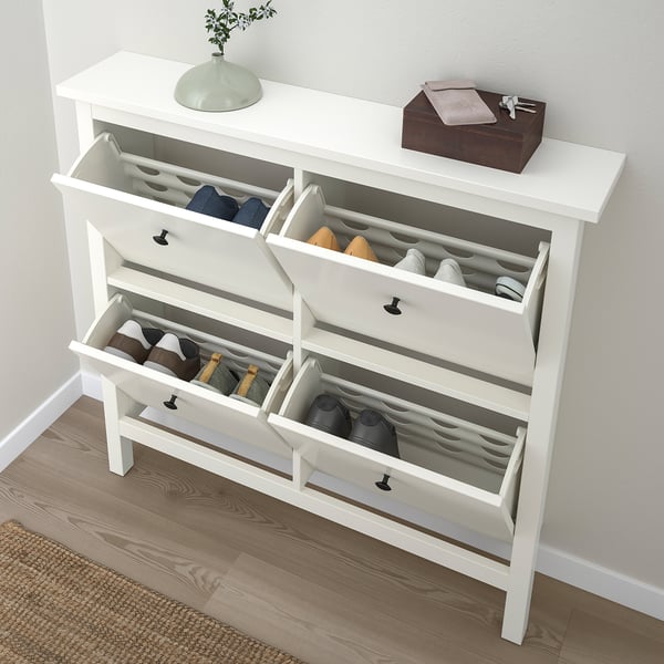 IKEA HEMNES Shoe Cabinet With 4 Compartments White 42 1/8x8 5/8x39 3/4 "