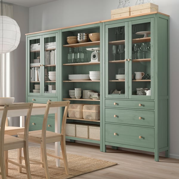IKEA HEMNES Storage Combination W Doors/drawers Gray-green/light Brown Stained 106 1/4x77 1/2 "