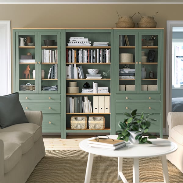 IKEA HEMNES Storage Combination W Doors/drawers Gray-green/light Brown Stained 106 1/4x77 1/2 "