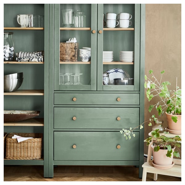 IKEA HEMNES Storage Combination W Doors/drawers Gray-green/light Brown Stained 106 1/4x77 1/2 "