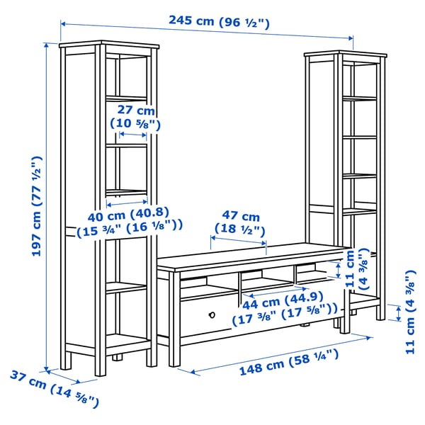IKEA HEMNES TV Storage Combination White Stain 96 1/2x77 1/2 "