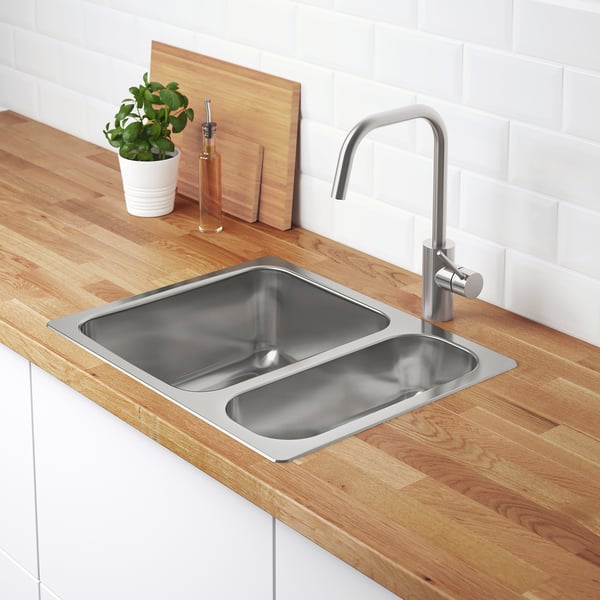 IKEA HILLESJÖN 1 1/2 Bowl Dual Mount Sink Stainless Steel 22 7/8x18 1/8 "