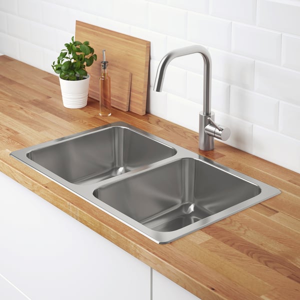IKEA HILLESJÖN Double Bowl Top Mount Sink Stainless Steel 29 1/2x18 1/8 "
