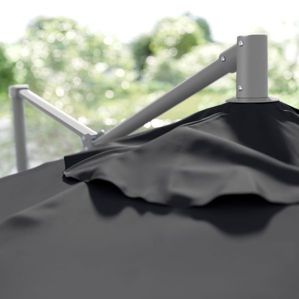 IKEA HISSÖ / IGGÖN Hanging Umbrella With Base Anthracite/dark Gray 118 1/8 "