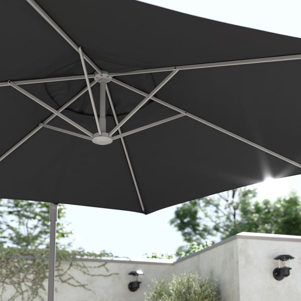 IKEA HISSÖ / IGGÖN Hanging Umbrella With Base Anthracite/dark Gray 118 1/8 "