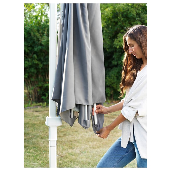IKEA HÖGÖN / IGGÖN Hanging Umbrella With Base Gray/dark Gray 106 1/4 "