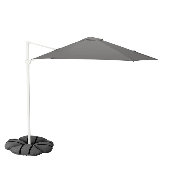 IKEA HÖGÖN / IGGÖN Hanging umbrella with base gray/dark gray 106 1/4 "