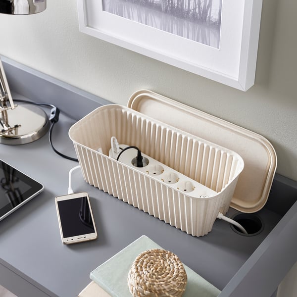 IKEA HÖNSNÄT Cable Management Box Natural 15x7x5 ½ "