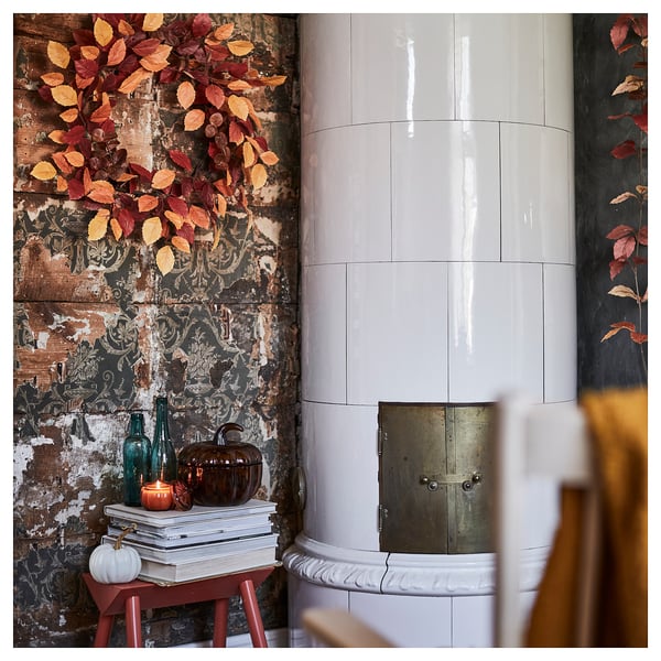 IKEA HÖSTAGILLE Decorative Bowl With Lid Yellow-brown 7 ½ "