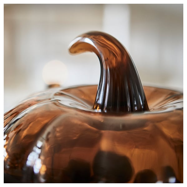 IKEA HÖSTAGILLE Decorative Bowl With Lid Yellow-brown 7 ½ "