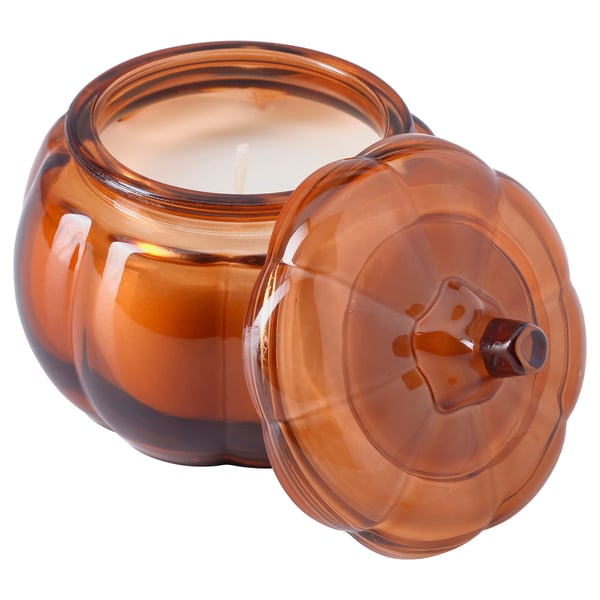 IKEA HÖSTAGILLE Scented Candle In Glass Spiced Pumpkin/brown 20 Hr