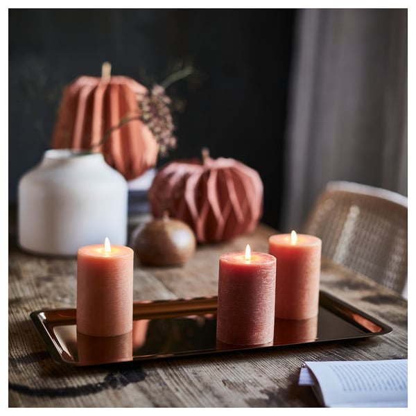 IKEA HÖSTAGILLE Unscented Pillar Candle Mixed Colors 4 "