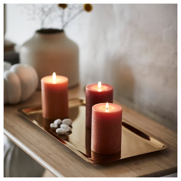 IKEA HÖSTAGILLE Unscented Pillar Candle Mixed Colors 4 "