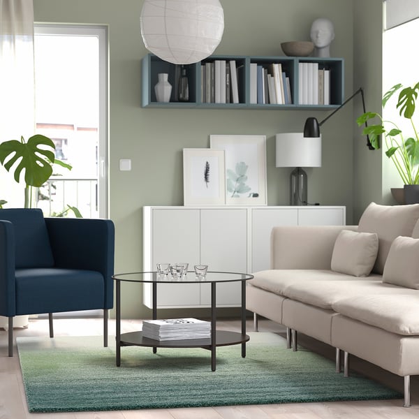 IKEA HOTELLRUM Rug High Pile Blue/green White 5 ' 3 "x7 ' 7 "