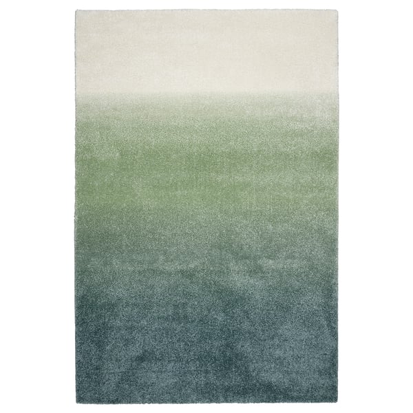 IKEA HOTELLRUM Rug high pile blue/green white 5 ' 3 "x7 ' 7 "