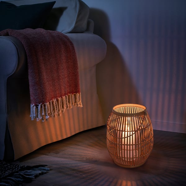 IKEA HÖVISK Lantern For Block Candle Handmade Bamboo 11 "