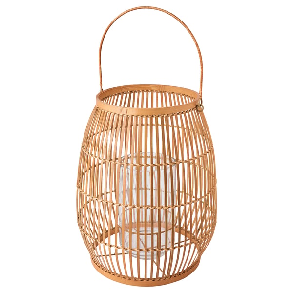 IKEA HÖVISK Lantern for block candle handmade bamboo 11 "