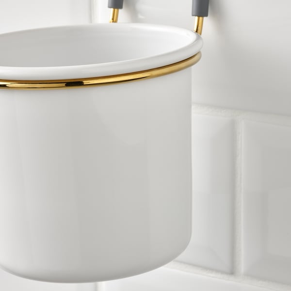 IKEA HULTARP Container White/brass Color Polished 5 1/2x6 1/4 "