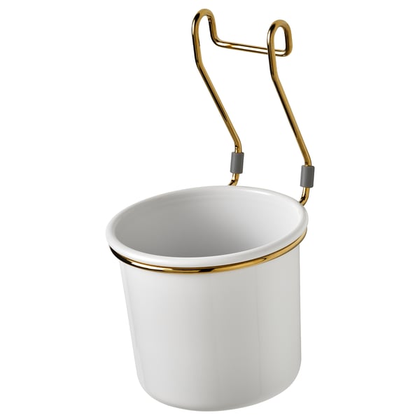 IKEA HULTARP Container white/brass color polished 5 1/2x6 1/4 "