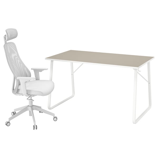 IKEA HUVUDSPELARE / MATCHSPEL Gaming desk and chair beige/light gray