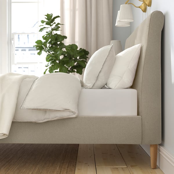 IKEA IDANÄS Upholstered Bed Frame Naggen Beige Queen