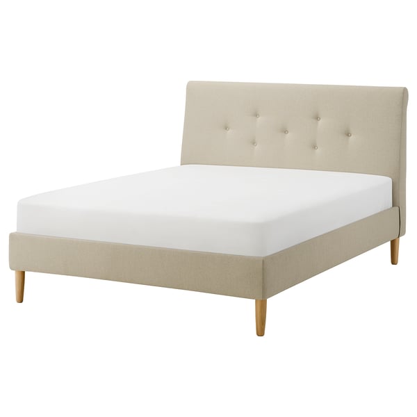 IKEA IDANÄS Upholstered bed frame Naggen beige Queen
