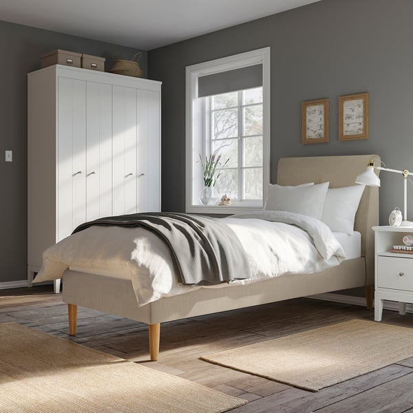 IKEA IDANÄS Upholstered Bed Frame Naggen Beige Twin